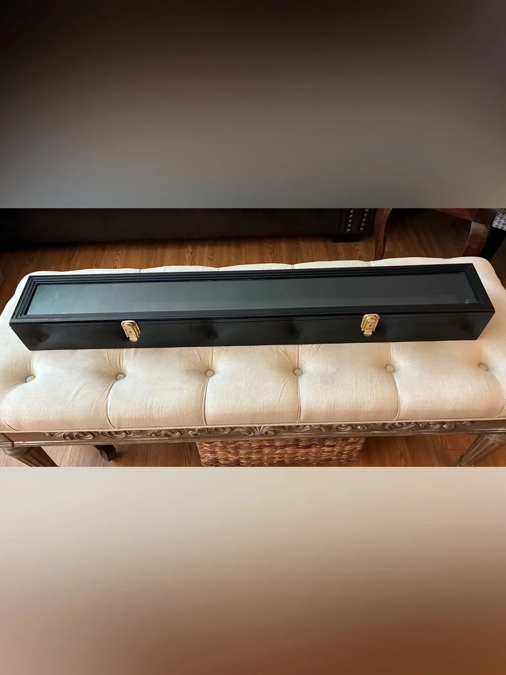 Baseball Bat & Baseball Vertically/Horizontally Black Wall Display Case Cabinet